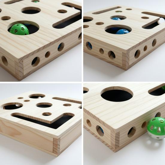 Коробка-когтеточка Yousheng для кошек, коробка-головоломка для царапания когтей, обогащающая коробка с шариками-колокольчиками, интерактивная когтеточка-лабиринт для кошек для стрижки когтей без стресса