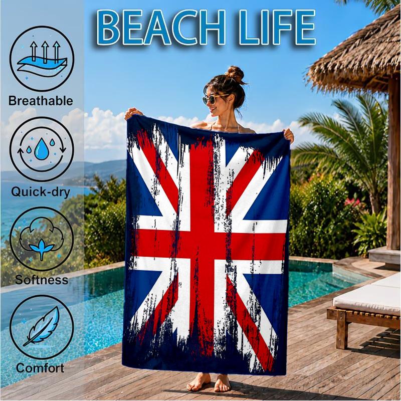 British Flag Artwork Beach Towel, Quick-drying, Easy to Care for, Suitable for Both Fitness and Beach Vacations,Sports Essential