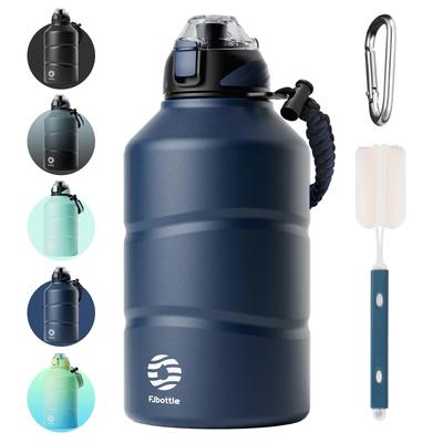 FJbottle Литровая вакуумно-изолированная бутылка для воды с прямым спортивным кувшином для спортивных напитков, большая, с широким горлышком, легко моющаяся, из нержавеющей стали, с идеальной чисткой