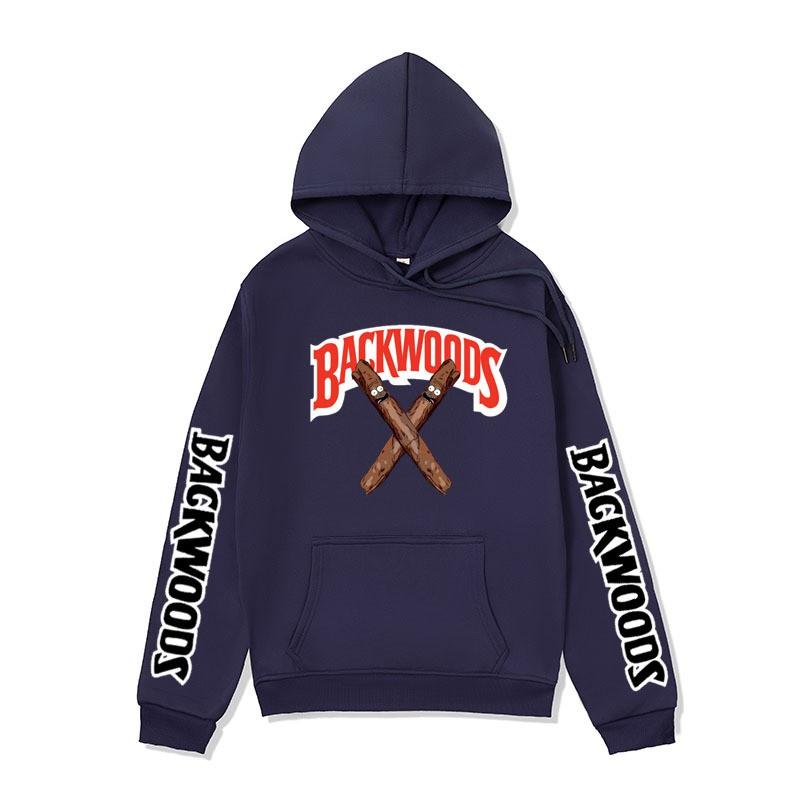 Mens Oversized Hooded Sweatshirt With Cigar Print Winter Fleece Lined Cotton Blend Casual Pullover