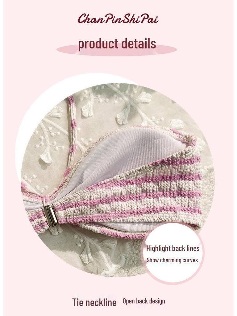 Полосатый купальник бикини: Сексуальная женская пляжная одежда для отпуска