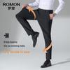 ROMON Men's Winter Fleece-Lined Business Casual Straight-Leg Trousers