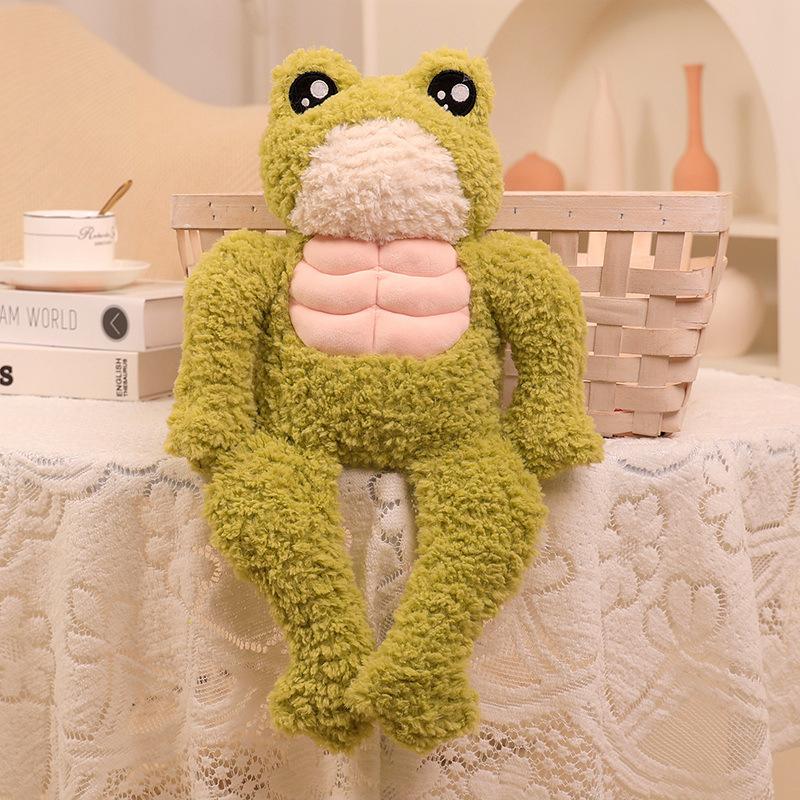 Muscle Frog Plush Toy Stuffed Animal, Cuddle Pillow for Girls to Sleep With, Gym Boyfriend Doll, Birthday Gift for Her Kids