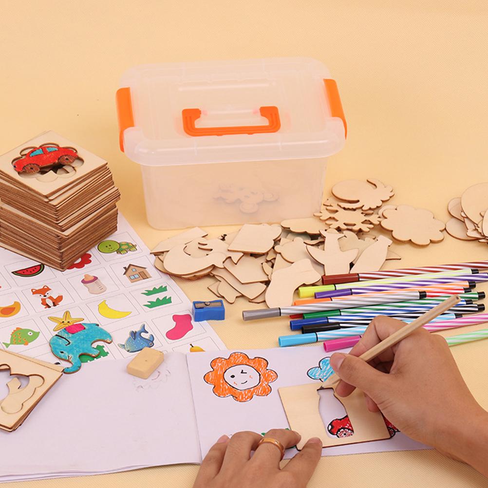 1 Set Kids Drawing Art Set Children Paint Set Tools Kids Drawing Templates for Toddlers Early School