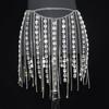 Female Rhinestone Body Chain Silver Crystal Waist Belt Dance Skirt Silver Tassel Belly Chain Women