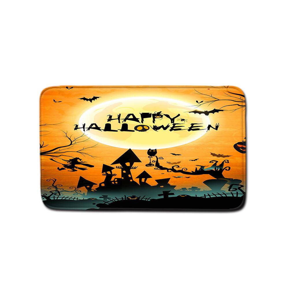 Halloween Shower Curtain Floor Mat Combination Four-Piece Set Bathroom Toilet Carpet Shower Room Foot Mat