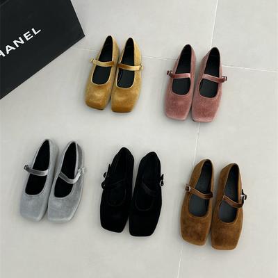 Туфли Мэри Джейн из бархата на плоской подошве, детские туфли Doudou, женская обувь 2025, новая осенне-зимняя вечерняя обувь для леди