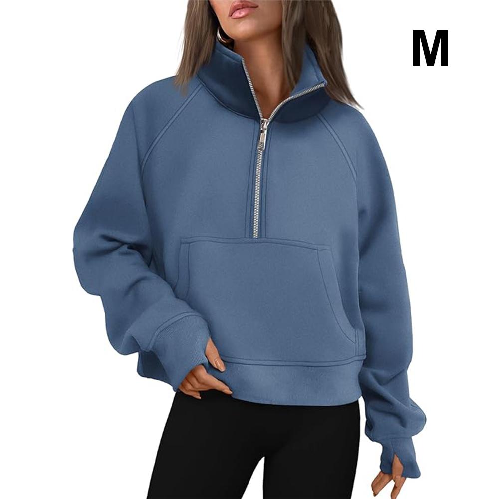 Женские толстовки на молнии, укороченный пуловер, флисовые толстовки на молнии на четверть, осенняя одежда, одежда с отверстием для большого пальца