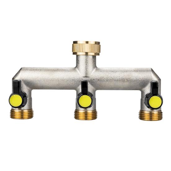 3-ходовой садовый шланговый разветвитель, никелированный латунный кран-коллектор, 3/4-дюймовый морозостойкий уличный шланговый патрубок-адаптер для садов, дворов, ферм