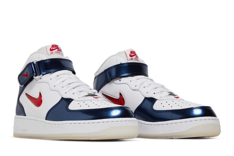 Мужские кроссовки Nike Air Force 1 Mid QS Independence Day Белый/Университетский Красный/Полуночный Синий/Белый