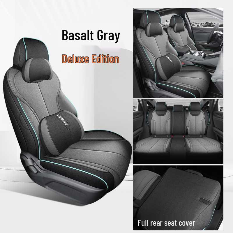 Всесезонные чехлы на сиденья BYD Qin L: Дышащий лен с перфорированной кожей, полностью закрытый и вентилируемый