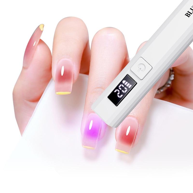 Mini Portable UV LED Nail Lamp 5W Rechargeable Timer Smart Screen Type-C Charging for Gel Nails DIY Press-On Nails White