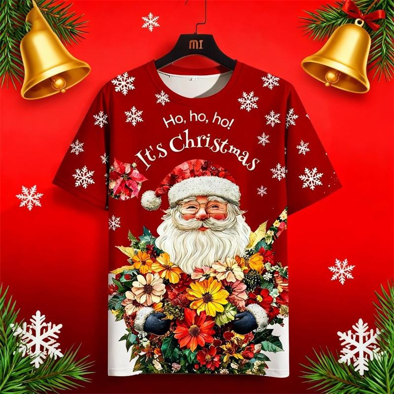 Мужская футболка Marry Christmas с 3D-печатью, короткий рукав, забавная рождественская графическая футболка для мужчин, женщин, для праздничной вечеринки, 2026, новый праздничный подарок
