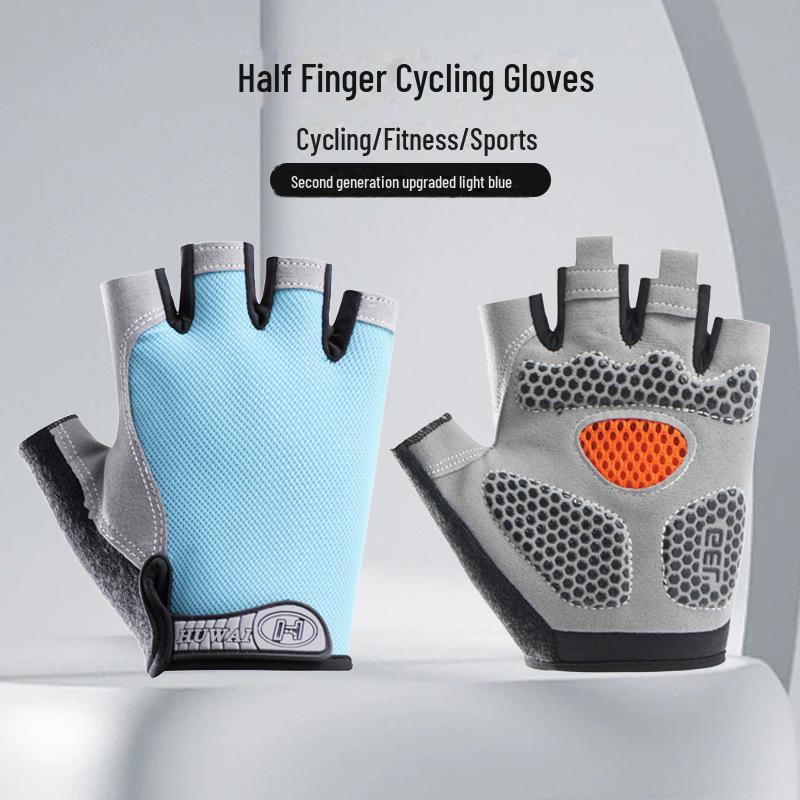 Дышащие перчатки без пальцев унисекс: Амортизирующие и нескользящие для езды на велосипеде, фитнеса и альпинизма