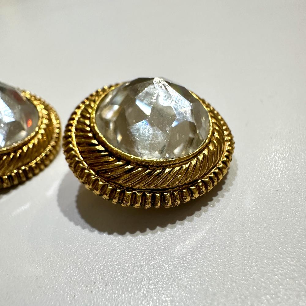 CHANEL Clear stone  Earrings Metal Gold