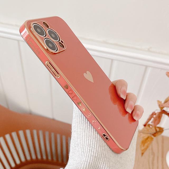 Чехлы с покрытием для iPhone 12 11 13 Pro Max Чехол с гальваническим покрытием Love Heart для iPhone 11 Pro Max 13 Mini Xr Xs Max X 8 7 Plus