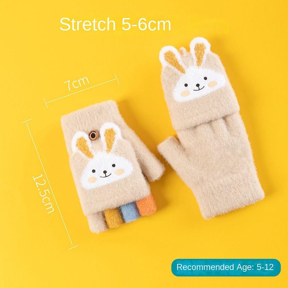 Cartoon Printed Kids Plush Gloves Thick Warm Furry Warm Mitts Cute Knitted Mittens Winter