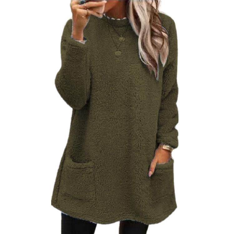 Women's Fashion Casual Fall Winter Solid Color Print Long Sleeve O-Neck Sweaters