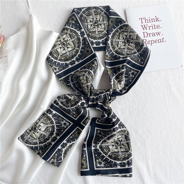 Silk Ribbon Scarf Satin Headkerchief Luxury Long Hair Hand Design Fashion Print Wrist Foulard Bandana Neck Tie Scarves