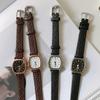 Vintage Square Dial Pointer Display Accurate Adjustable Time-display Faux Leather Strap Lady Quartz Wrist Watch Casual Clock Daily Wear