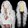 New full headgear long hair Qi bangs platinum gradual change temperament long curly hair Internet celebrity European and American style wig woman