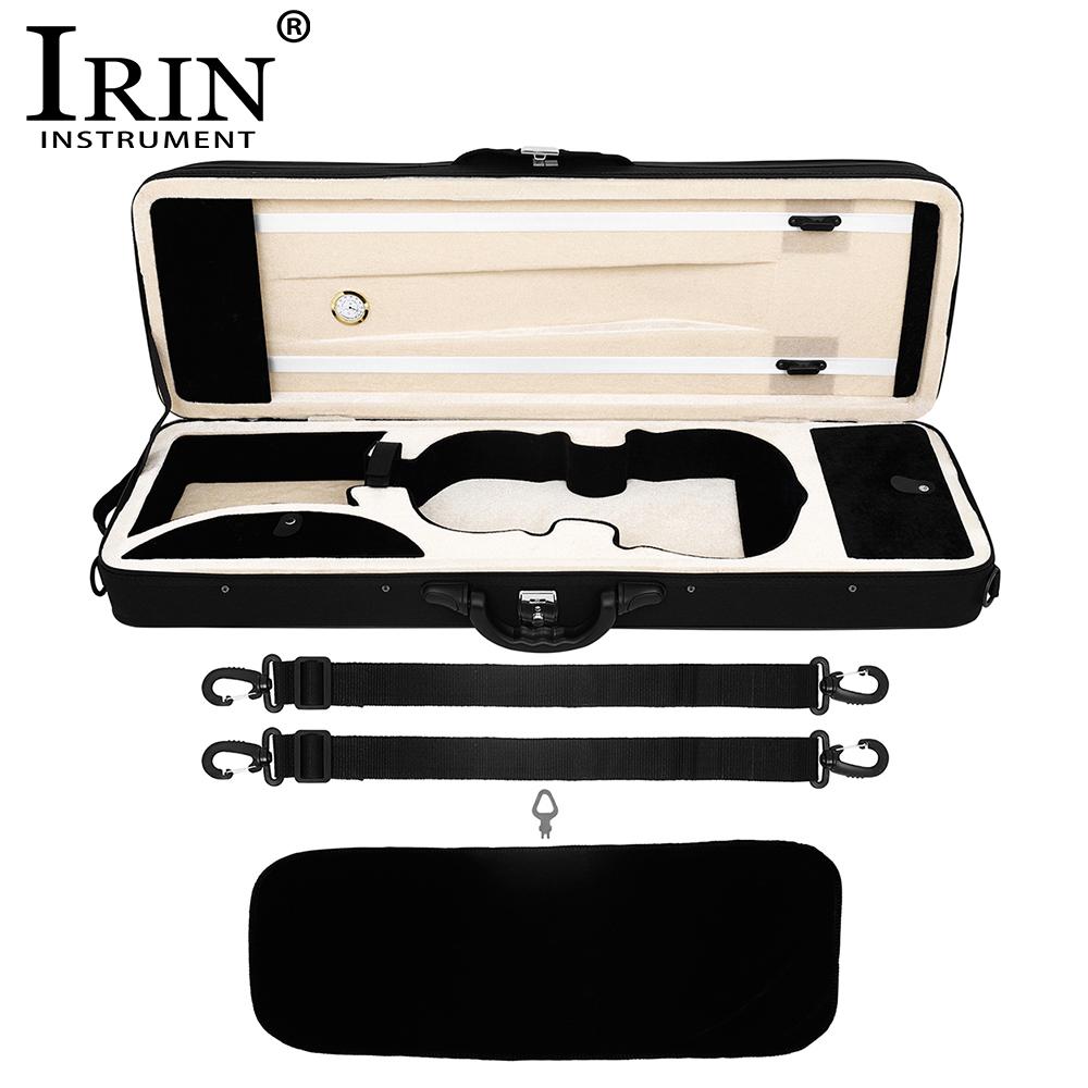 IRIN 4/4 Black Violin Case High Quality Oxford Cloth Foam Square Violin Box Bag With Hygrometer Lock Violin Accessories