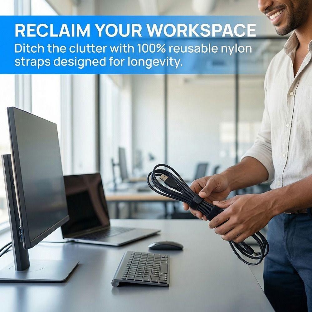 50PCS Reusable Cord Lead Straps Adjustable Wire Ties Colorful Cable Ties  Tape Ties