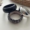Texture Chunky Bracelets Women Leopard Wood Hand Ring Creative Resin Exaggerate Bangles Girls