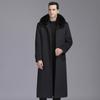 Winter Thick Cashmere Coat Men's Long Elderly Warm Plus Fleece Woolen Coat Real Fur Collar Loose Security Clothing