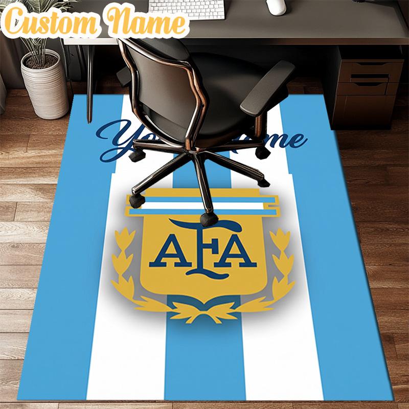 Custom Name Argentina Football Crest Rug Office Rug Chair Mat Non Slip Carpet Rugs for Bedrooms Dining Room Living Room Home Decor gifts