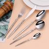 6/16/20/24Pcs Sliver Stainless Steel 304 Cutlery Set Sliver Tableware Western Hammer Pattern Handle Dinner Set Fork Spoon4