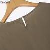 ZANZEA Women Summer Round Neck Casual Short Sleeve Loose Blouse