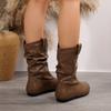Женские ботинки 2025 года, зимние новые теплые ботинки с круглым носком и плоской подошвой, повседневные нескользящие, устойчивые к холоду, студенческие зимние ботинки