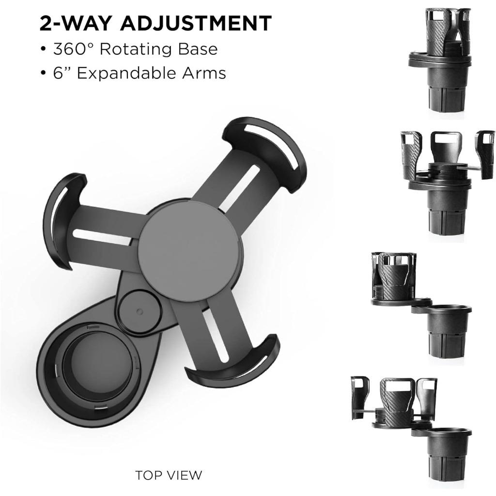 Автомобильный держатель для чашки, расширитель для автомобильного адаптера, регулируемый многофункциональный двойной держатель для чашки с держателем для телефона, органайзер для ароматерапии