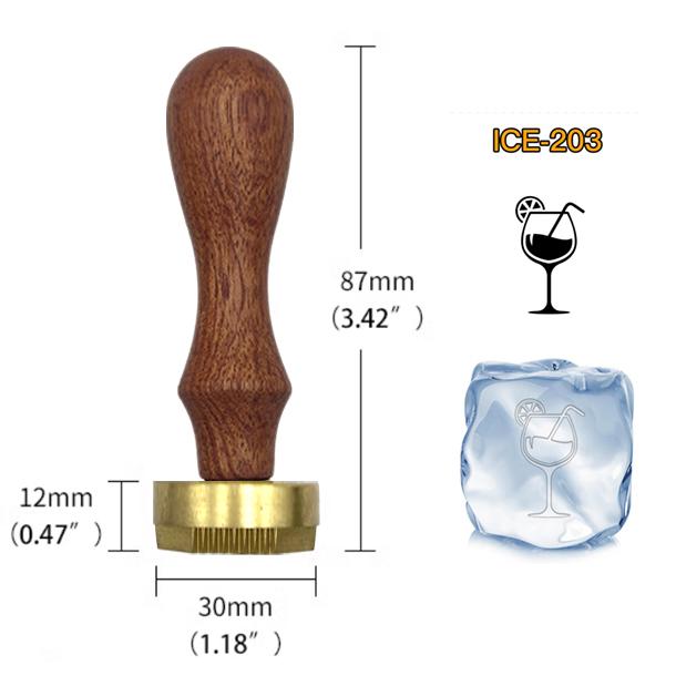Ice Stamp With Removable Brass Head & Wood Handle - Vintage 1.18" Branding for Cubes, Cocktails, Whiskey, Mojito Drinks - Bar Making DIY Crafting