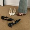 2025 новая осенне-зимняя модель туфель-лодочек Мэри Джейн с острым носком и нишевой пряжкой-ремнем на одну пуговицу, с неглубоким вырезом, для вечернего выхода
