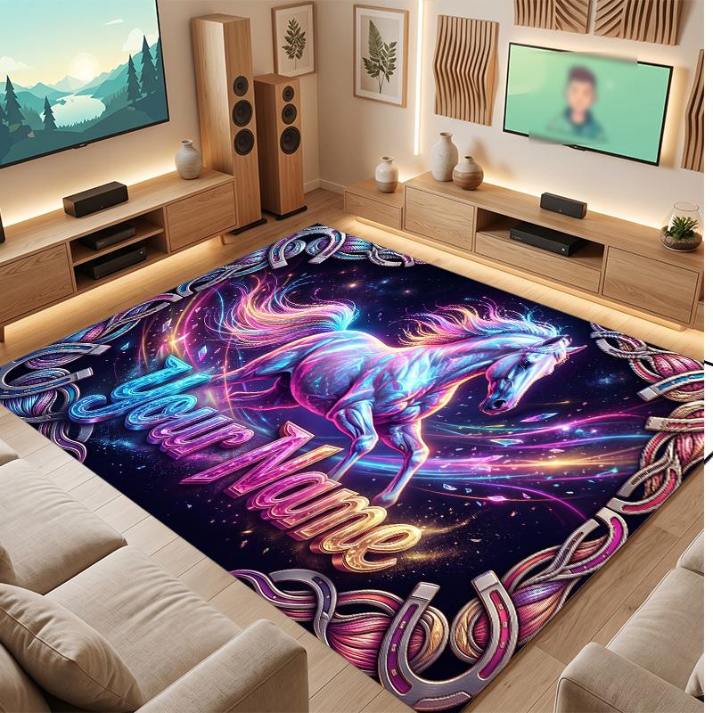 Astronaut Space Theme Soft Crystal Velvet Rug Custom Name & Text Print Non Slip Floor Rug for Bedroom Living Room