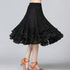 Woman Solid Ballroom Waltz Dance Ruffles Skirt Modern Tango Skirt Medium Length Dance Skirt