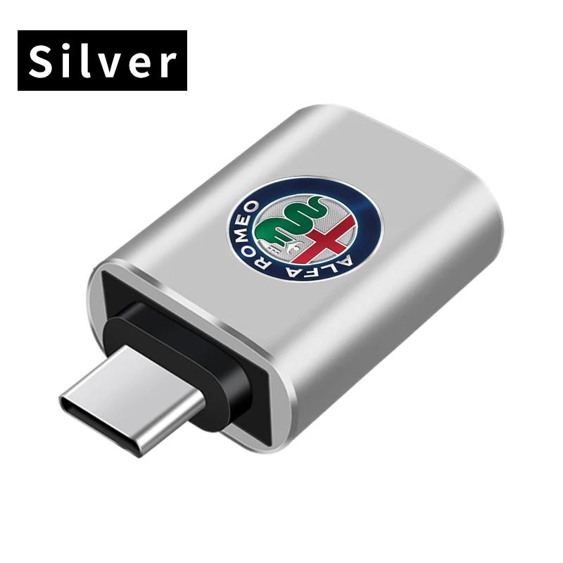 Car Type-C To USB 3.0 Interface Mini Converter Charging Adapter For Alfa Romeo 4C 159 166 Spider Giulia Giulietta 156 Mito 8C GT