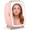 Mini Fridge 6 Liter LED Mirror Cosmetics Fridge Pink