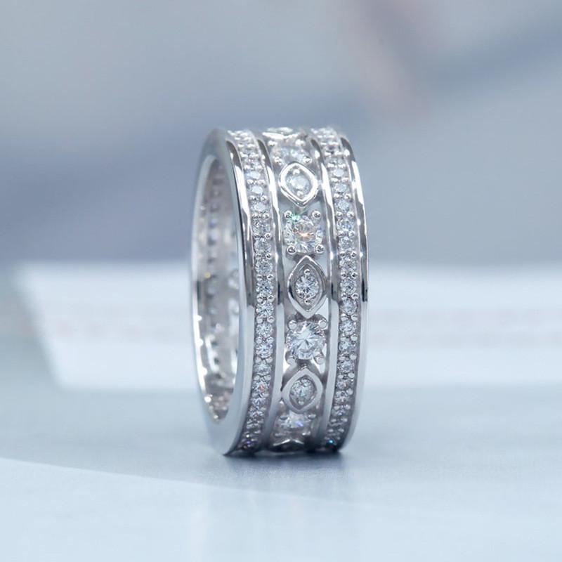 Fashion Wedding Rings for Women Modern Design Sparkling Cubic Zircon Crystal Rings Luxury   CopperFemale Jewelry