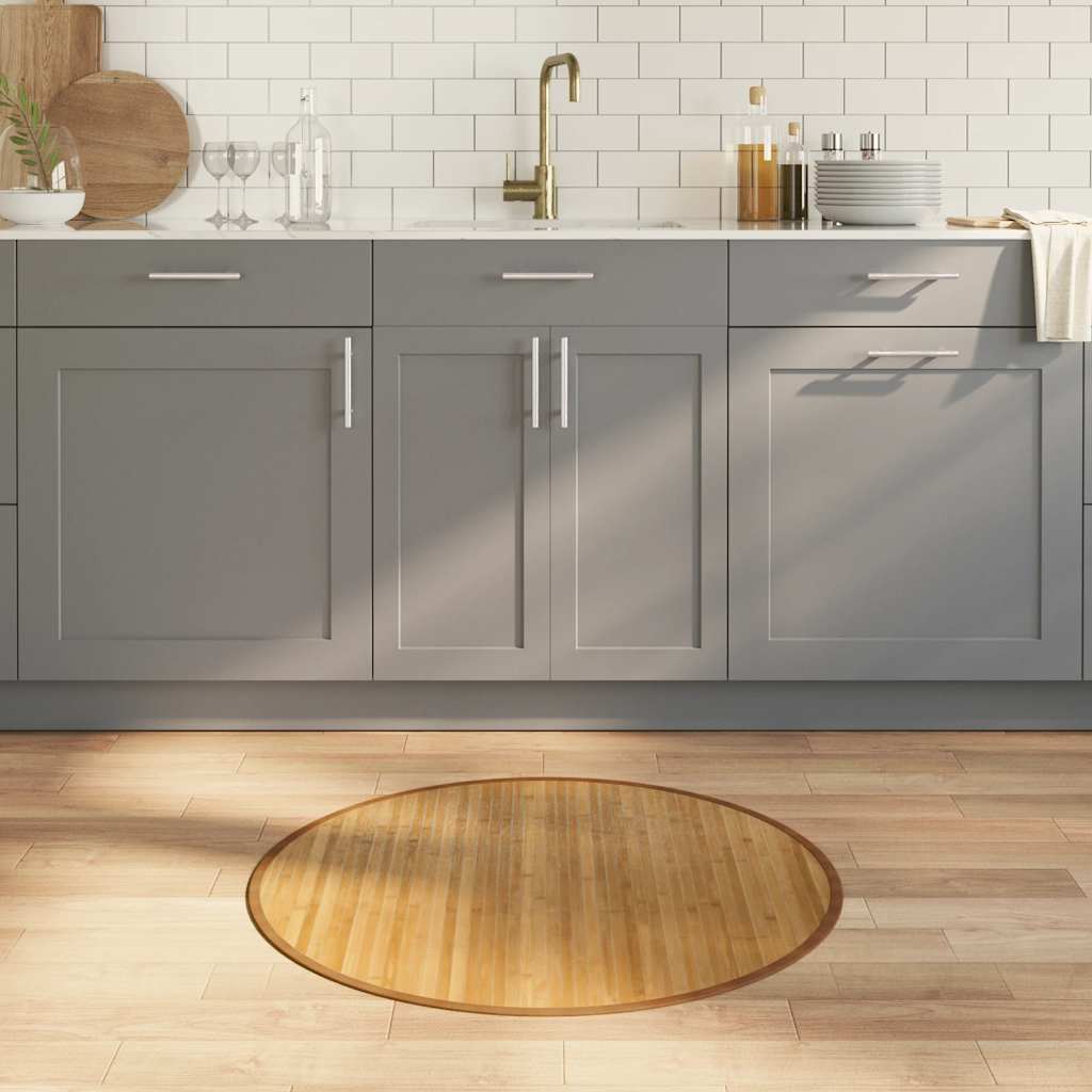Round Natural Bamboo Rug 80 cm