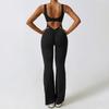Women's Sleeveless Tank Top Jumpsuit Threaded Square Neck Hip Lift Slim Sexy Jumpsuit Backless Jumpsuit