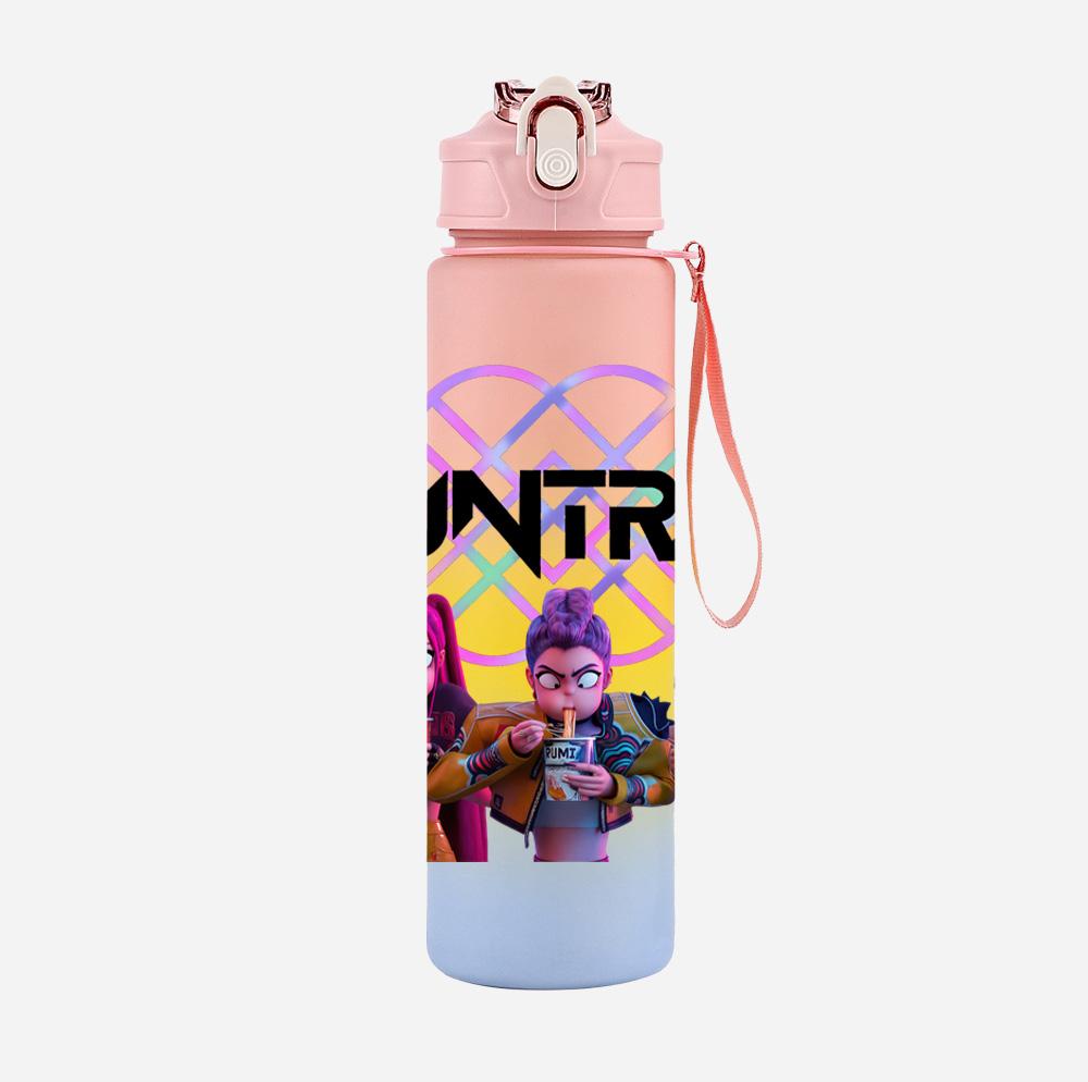 Cartoon K-Pop Demon Hunters Printed 750Ml Water Bottle Large Capacity Drinking Cup Portable Outdoor Sports Water Cup Children Gift