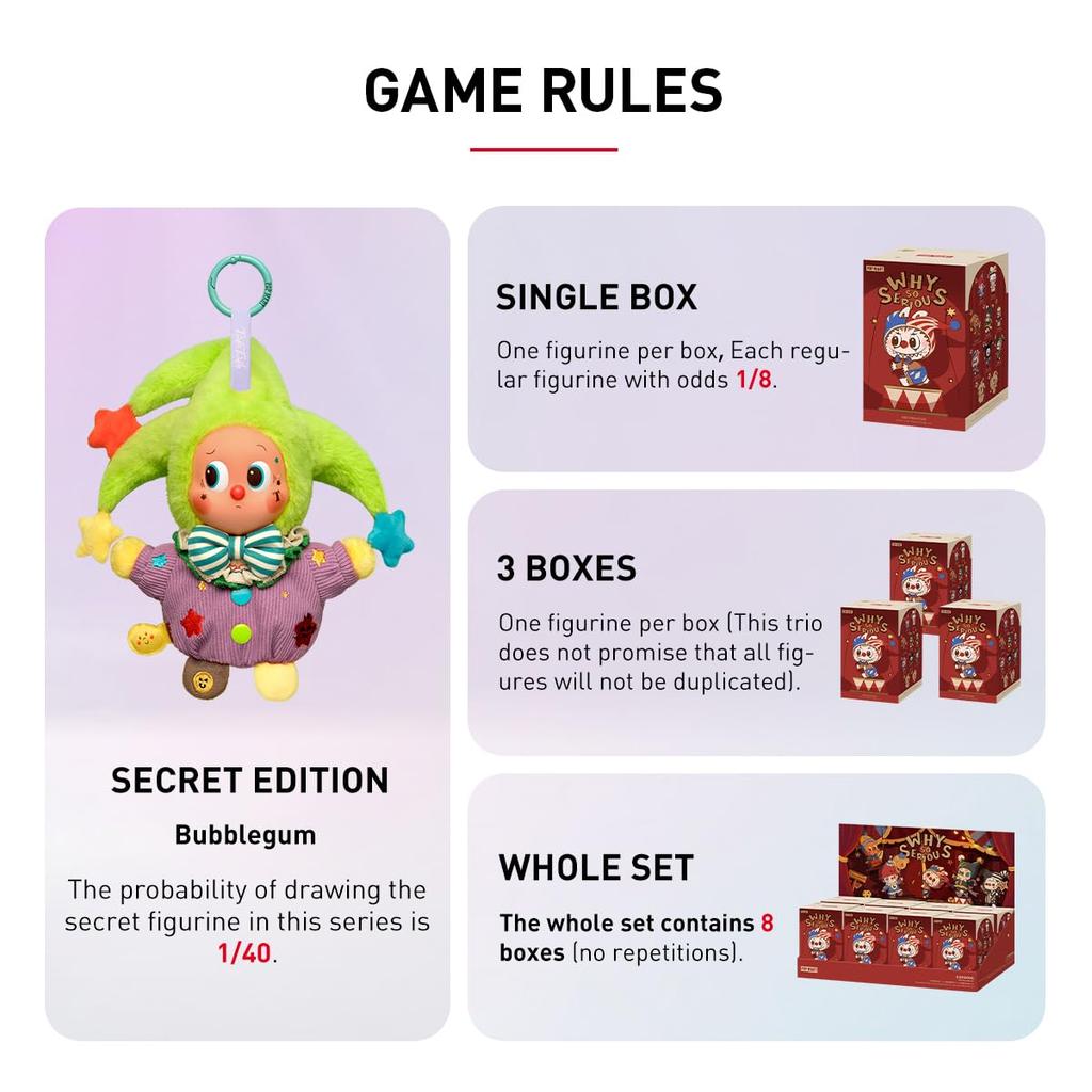 [Официальный магазин POP MART] Серия WHY SO SERIOUS Плюшевый кулон [1 шт.] Pop Mart Игрушка-сюрприз Гатча Плюшевая кукла Пластиковая модель Подарок Акция для фанатов Pop