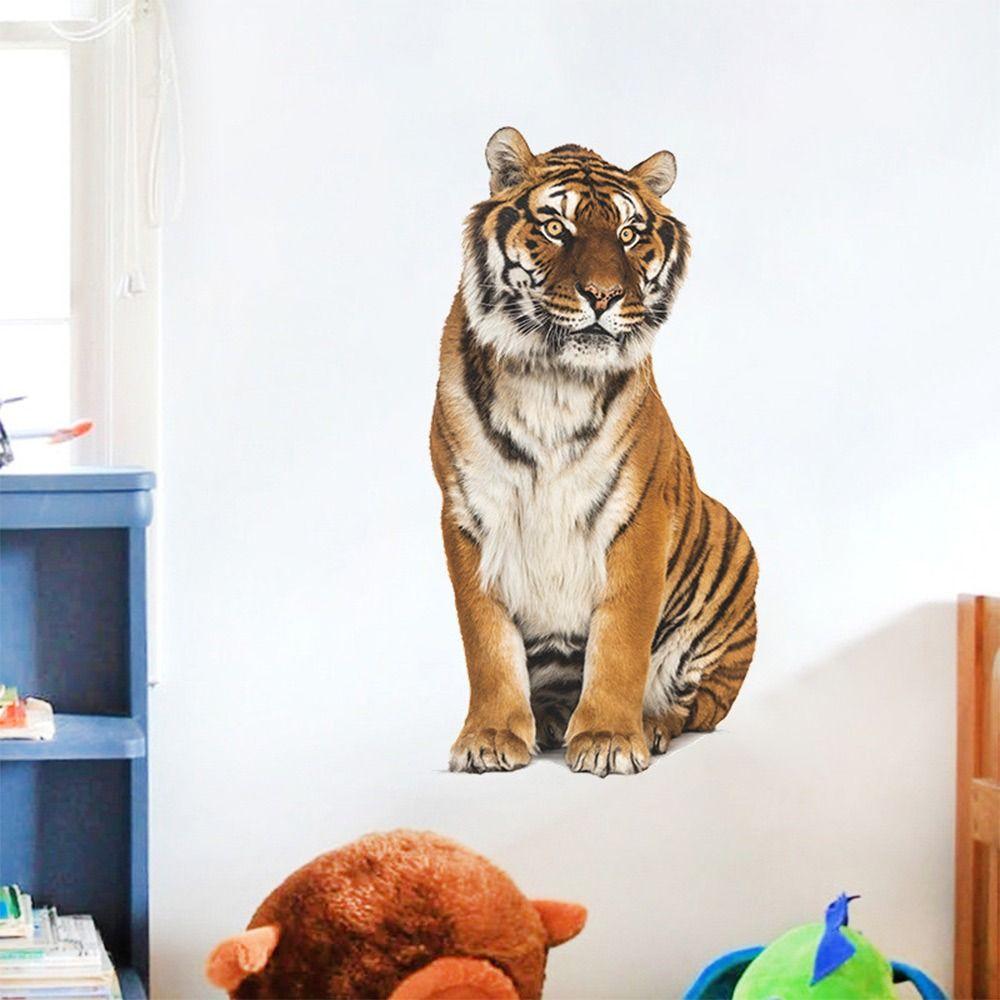 Multicolor 3D Tiger Wall Sticker Self-Adhesive Mural Art Gift Cartoon Animal Stickers