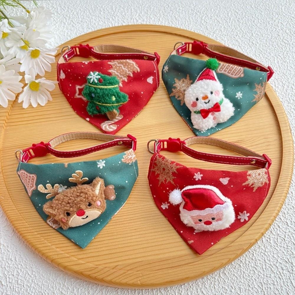 Dirt-resistant Dog Bandanas Christmas Decor Cat Collar Trendy Christmas Dog Collar Pet Scarf