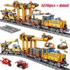 1270pcs City MOC Technical Electric Freight Train Building Blocks Battery Power Railway Track Set Bricks Toys for Children