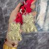 Golden Chinese Lion Dance Keychain Charm