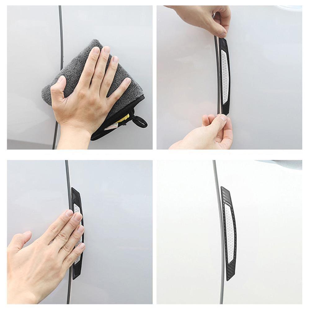 4Pcs Sign Protector Alarm Door Sticker Anti-Collision Car Reflective Strips Safety Warning